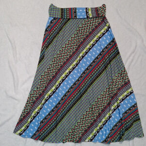 Sunny Leigh Muti Color & Print Foldover Waist Midi Skirt size M
